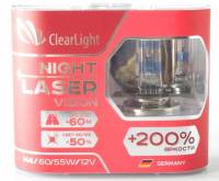 Лампа Clearlight H4-12-60/55 +200% Night Laser Vision набор 2шт Евро-бокс
