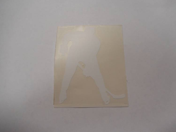 Наклейка Хоккеист №1 белая 10х10