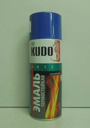 Краска-спрей (эмаль) термостойкая синяя 520мл аэрозоль (Kudo) (12)