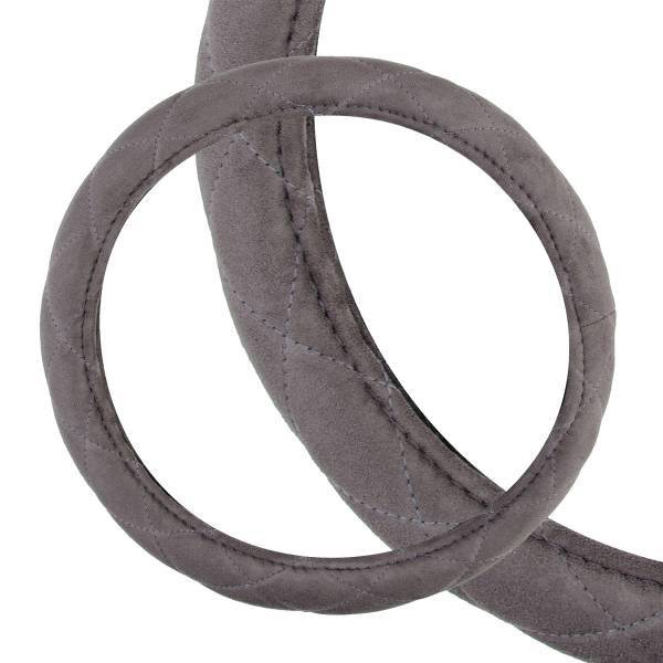 Оплетка руля M 37-38 см замша серая с прострочкой ECO (SKYWAY)