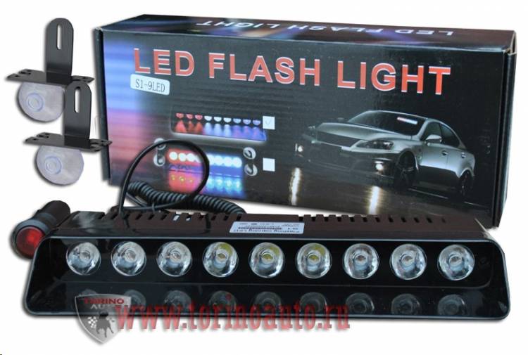 Стробоскоп внутрисалонный красный\белый\синий (5 режимов) в прикуриватель