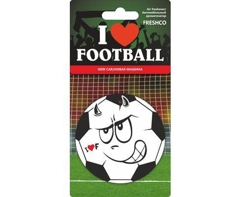 Освежитель (ароматизатор) подвесной картон I love Football Новая машина (Azard)