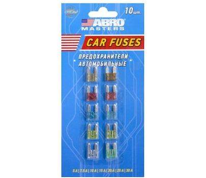 Предохранитель флажк. MINI набор №8 из 10шт (5А,7.5А,10А,15А,20А, 25А, 30А) в блист. (ABRO)
