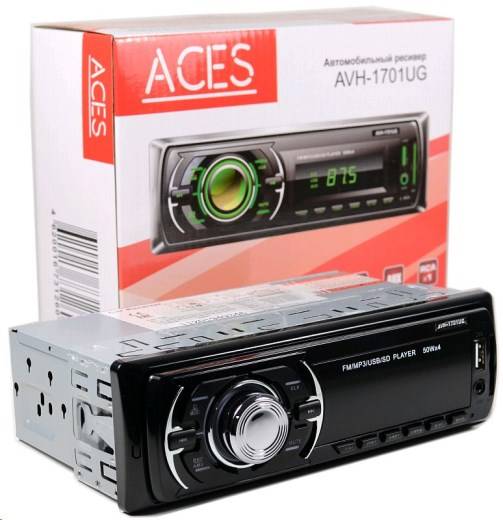 ACES Проигрыватель AVH-1701UG MP3, USB, SD, AUX, 1RCA без привода 4х50Вт (1DIN)